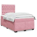 vidaXL Boxspring met matras fluweel roze 120x200 cm, Verzenden, Nieuw, Twijfelaar, 120 cm