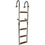 Opvouwbare Zwemtrap Rvs 5 Houten Treden 111x25cm, Watersport en Boten, Ophalen of Verzenden, Nieuw