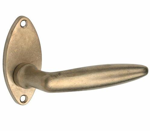 Deurkruk / Deurklink op rozet Dudok/elips messing antiek, Doe-het-zelf en Verbouw, Hang- en Sluitwerk, Nieuw, Ophalen of Verzenden