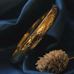 18 Krt. Gouden slavenarmband met gravures | Ø 61,6 mm, Ophalen of Verzenden, Gebruikt, Overige kleuren, Goud
