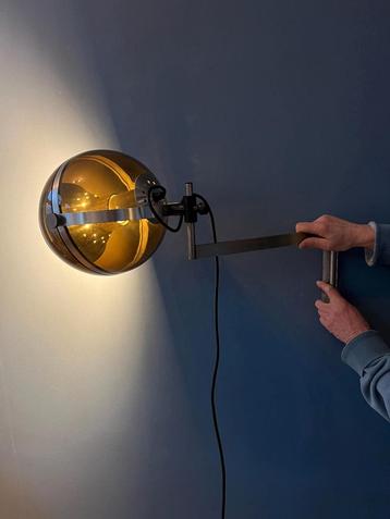 Vintage Mid Century Dijkstra Globe Space Age Wall Lamp beschikbaar voor biedingen