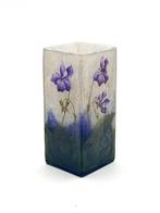 Daum - Vaas - Violettes’ vierkante cameo-vaas - Glas, Antiek en Kunst