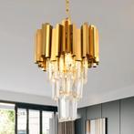Gouden Kristallen Hanglamp 3 Lichts Modern, Verzenden, Nieuw