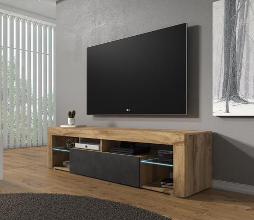 TV-Meubel - Grijs - Eiken - 140x35x50 - TVKast Modern - led, Huis en Inrichting, Kasten | Televisiemeubels, 100 tot 150 cm, 25 tot 50 cm
