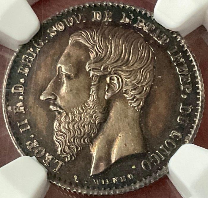 Belgisch-Congo. Leopold II. 50 Cents 1887 NGC MS62, Postzegels en Munten, Munten | Nederland