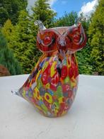 sculptuur, kleurijke uil in murano stijl - 29 cm - massief