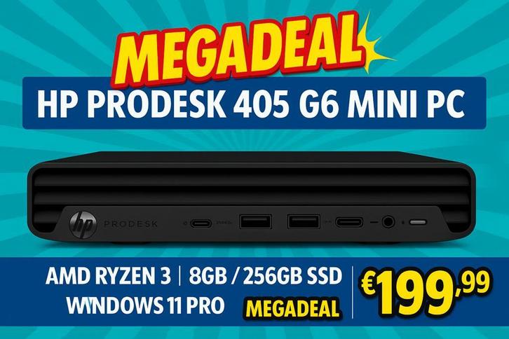 HP ProDesk 405 G6 Mini PC AMD Ryzen 3 8GB / 256GB SSD / W11, Computers en Software, Desktop Pc's, 4 Ghz of meer, SSD, Refurbished