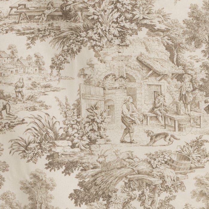 Verfijnde Toile de Jouy taupe tint - Meubelstof - 300 cm -, Antiek en Kunst, Antiek | Kleden en Textiel