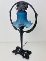 Lamp - Art nouveau/Jugendstil stijl tafellamp blauw kap -, Antiek en Kunst