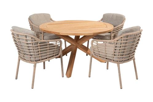 4 Seasons Como/Prado ronde tuinset - Ø130 cm. | AANVRAAG, Tuin en Terras, Tuinsets en Loungesets, Tuinset, Nieuw, Hout, Verzenden