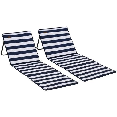 TRUUSK Outsunny Strandmatte 2er-Set faltbar verstellbar mit, Tuin en Terras, Ligbedden, Nieuw, Verzenden