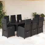 vidaXL 9-delige Tuinset poly rattan zwart, Nieuw, 8 zitplaatsen, Tuinset, Verzenden