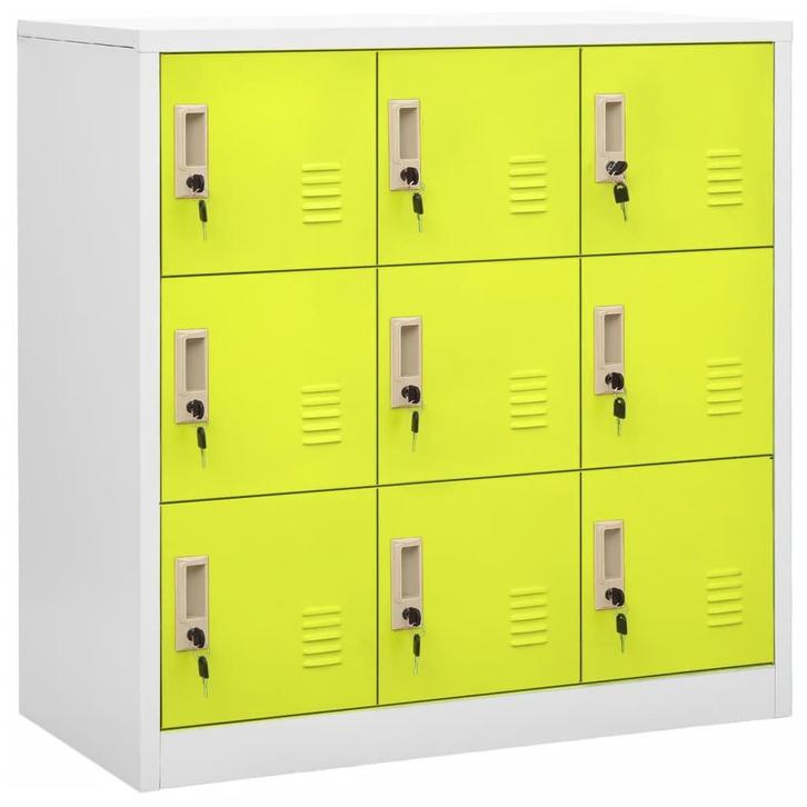 vidaXL Lockerkast 90x45x92,5 cm staal lichtgrijs en groen, Huis en Inrichting, Kasten | Lockerkasten, Nieuw, Verzenden