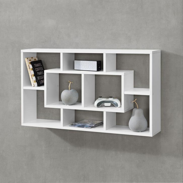 Wandrek Saputit met 8 vakken 85x16x48 cm wit, Huis en Inrichting, Woonaccessoires | Wandplanken en Boekenplanken, Verzenden