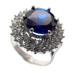 18 Krt. Witgouden cocktail ring met zirkoon en synthetisc..., Sieraden, Tassen en Uiterlijk, Ringen, Gebruikt, Overige kleuren