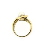 Gouden ring met parel en diamant | 0,08 ct. (parel ring), Sieraden, Tassen en Uiterlijk, Gebruikt, Overige kleuren, Ophalen of Verzenden