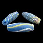 Kraal (3) - zeer zeldzame blauwe Romeinse buis kralen - very, Sieraden, Tassen en Uiterlijk, Antieke sieraden