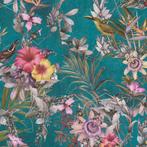 Profhome 381783-GU Bloemen behang floral mat turkoois groen, Verzenden