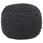 vidaXL Poef macramé handgemaakt 45x30 cm katoen antraciet, Verzenden, Nieuw