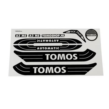 Sticker Tomos A3 MS Automatic wit / zwart set + gratis