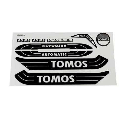 Sticker Tomos A3 MS Automatic wit / zwart set + gratis, Fietsen en Brommers, Brommeronderdelen | Algemeen, Nieuw, Ophalen of Verzenden