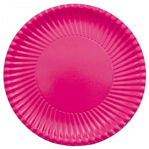 10x stuks grote kartonnen feest bordjes fuchsia roze 29 cm.., Hobby en Vrije tijd, Feestartikelen, Ophalen of Verzenden