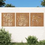 vidaXL Wanddecoratie tuin 3 st grasontwerp 55x55 cm, Huis en Inrichting, Woonaccessoires | Schilderijen, Tekeningen en Foto's