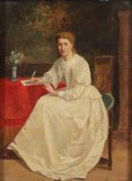 A. Durand (XX) - Een dame die een brief schrijft, Antiek en Kunst