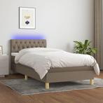 vidaXL Boxspring met matras en LED stof taupe 100x200 cm, Huis en Inrichting, 100 cm, Eenpersoons, Verzenden, Nieuw
