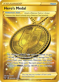 Heros Medal 201/185 Gold Vivid Voltage, Hobby en Vrije tijd, Verzamelkaartspellen | Pokémon, Losse kaart, Nieuw, Foil, Ophalen of Verzenden