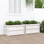 vidaXL Plantenbakken 2 st cm massief grenenhout wit, Verzenden, Nieuw, 60 tot 100 cm, Hout