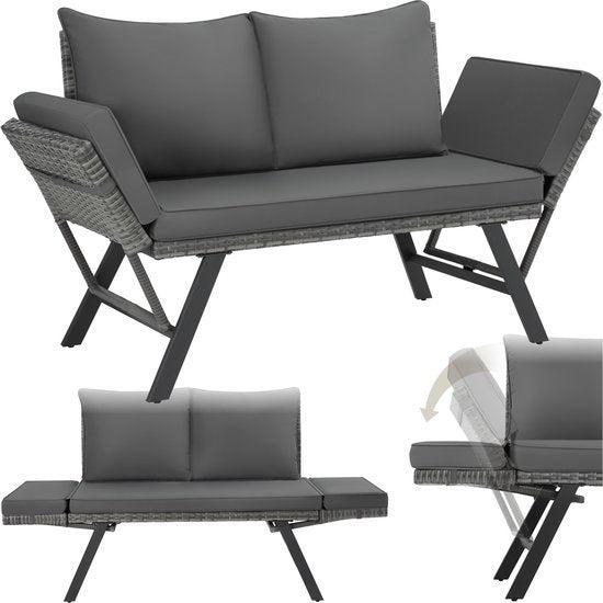 2dekans | tectake® 2-in-1 Wicker Tuinbank Sintra -, Tuin en Terras, Tuinsets en Loungesets, Zo goed als nieuw, Ophalen of Verzenden