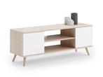 TV-meubel - houten poten - beige wit - 155x40x50 cm (Wonen), Nieuw, Ophalen of Verzenden
