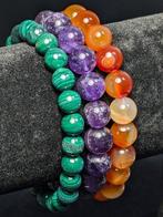 3 prachtige armbanden met malachiet, carneool agaat en, Verzamelen, Mineralen en Fossielen