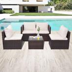 vidaXL 5-delige Loungeset met kussens poly rattan bruin, Tuin en Terras, Tuinsets en Loungesets, 5 zitplaatsen, Nieuw, Loungeset