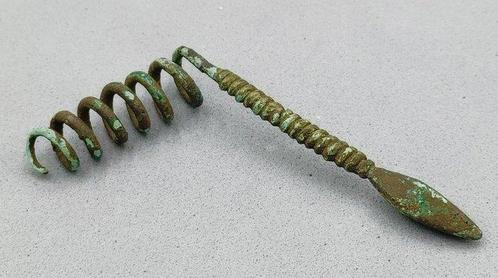 Viking periode Brons Spiral-shaped Temple Pendant - 80 mm, Antiek en Kunst, Antiek | Overige Antiek