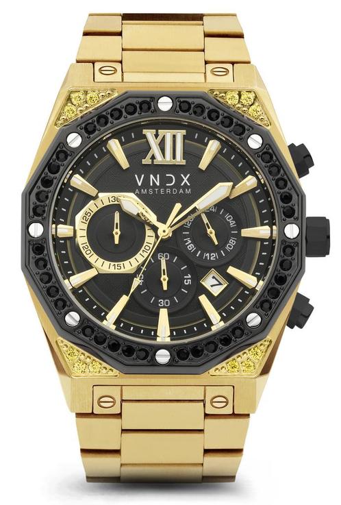 VNDX Wise Man Steel Stones Gold MD11880-01 horloge, Sieraden, Tassen en Uiterlijk, Horloges | Heren, Staal, Nieuw, Staal, Overige merken