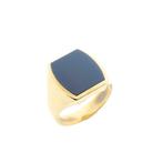 Gouden pinkring met blauwe lagensteen | Heren (zegelring), Sieraden, Tassen en Uiterlijk, Ringen, Gebruikt, Overige kleuren, Heer