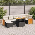 vidaXL 7-delige Loungeset met kussens poly rattan acacia, Verzenden, Nieuw, Loungeset