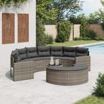 vidaXL 3-delige Loungeset halfrond poly rattan grijs, Tuin en Terras, Verzenden, Nieuw, Rotan, Loungeset