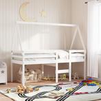vidaXL Hoogslaper met dak massief grenenhout wit 90x190 cm, 90 cm, Eenpersoons, Verzenden, Wit