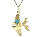 Gouden vintage vis hanger met kleursteen 14 kt, Ophalen of Verzenden, Nieuw