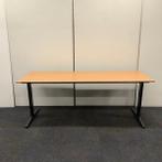Verstelbaar bureau 200x80 cm, beuken trespa - zwart metaal