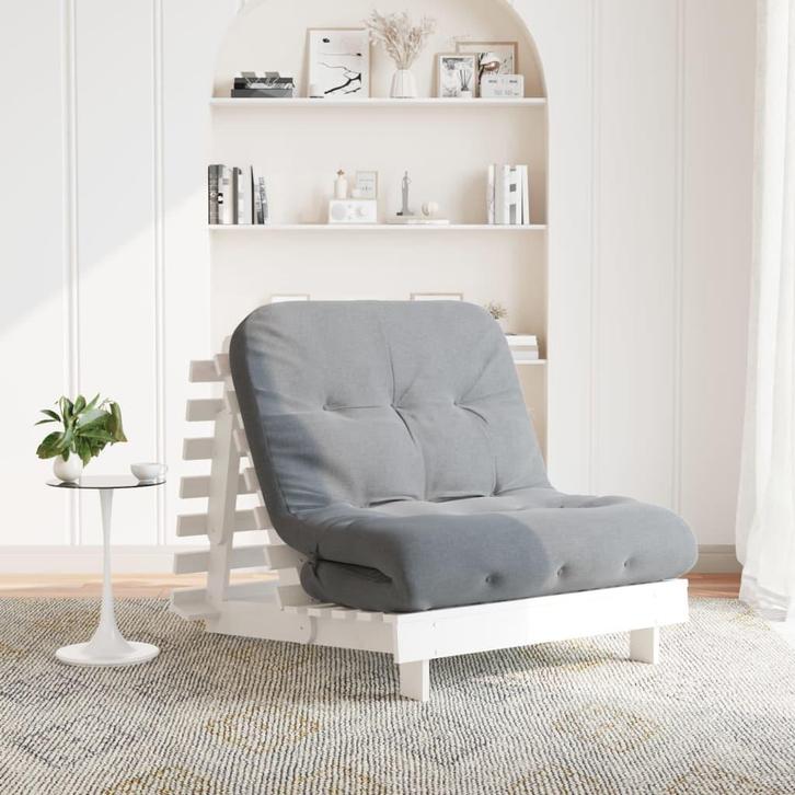 vidaXL Futon slaapbank met matras 90x206x11 cm massief, Huis en Inrichting, Slaapkamer | Slaapbanken, Wit, Nieuw, Verzenden