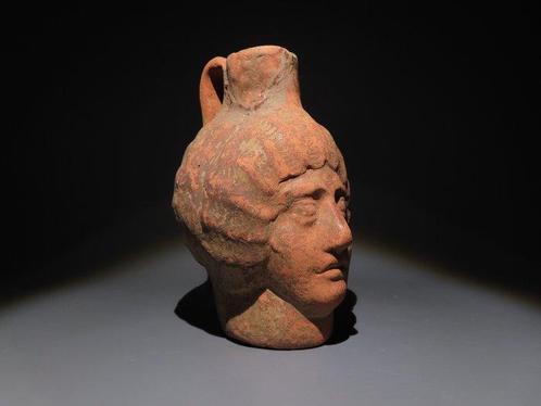 Oud-Romeins Terracotta Ip in de vorm van een mensenhoofd., Verzamelen, Mineralen en Fossielen