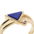Gouden ring met Lapis Lazuli en diamant; 0,005 ct., Gebruikt, Overige kleuren, Ophalen of Verzenden, 17 tot 18