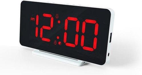 Caliber HCG022 - Slim-line wekker met USB - Wit, Witgoed en Apparatuur, Wekkers, Verzenden