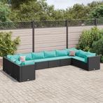 vidaXL 10-delige Loungeset met kussens poly rattan zwart, Verzenden, Nieuw, Rotan, Loungeset