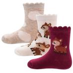 Babysokjes met Hertje - Set van 3-paar voor Meisje - Wijnroo, Kinderen en Baby's, Babykleding | Schoentjes en Sokjes, Meisje, Nieuw