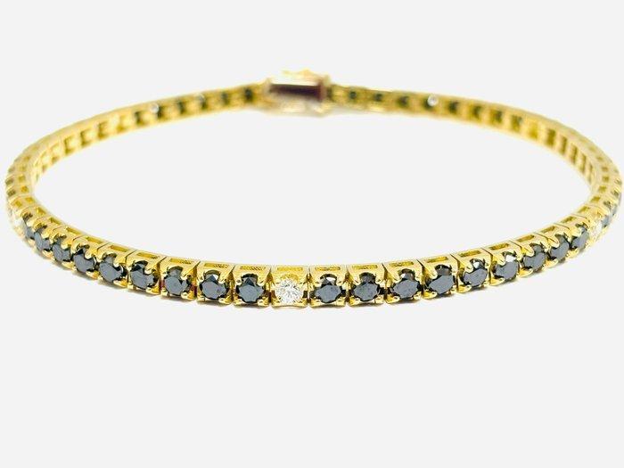 Tennis armband - 18 karaat Geel goud - 6.53ct. tw. Diamant, Sieraden, Tassen en Uiterlijk, Antieke sieraden